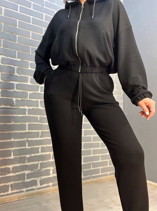Костюм женский No Matter What 1554-1558 худые капюшон карманы и джоггеры на резинке черный, черный, S Киев - изображение 6