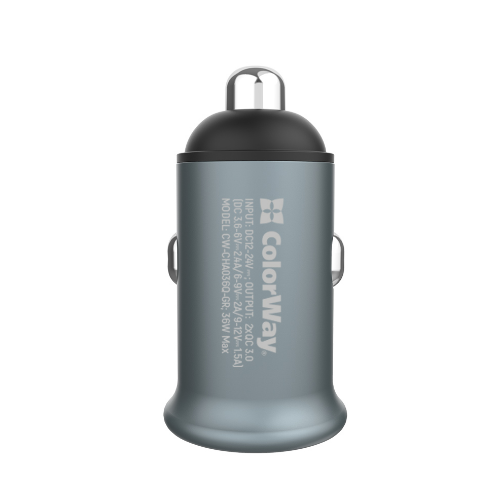 Автомобільний зарядний пристрій ColorWay CW-CHA036Q-GR 2USB 3,0A 36W QC сірий Житомир - изображение 9