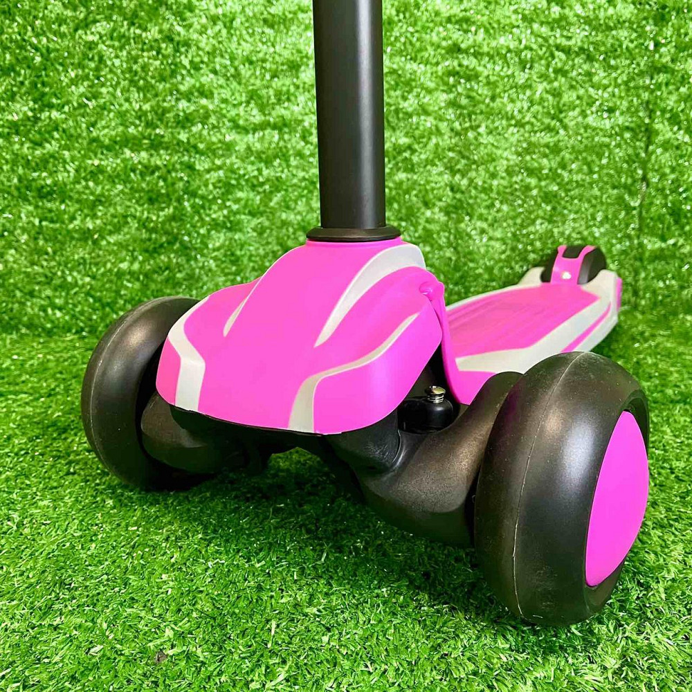 Самокат триколісний колеса PU 120мм світяться Рожевий (X1-PG) Чернігів - фото 9