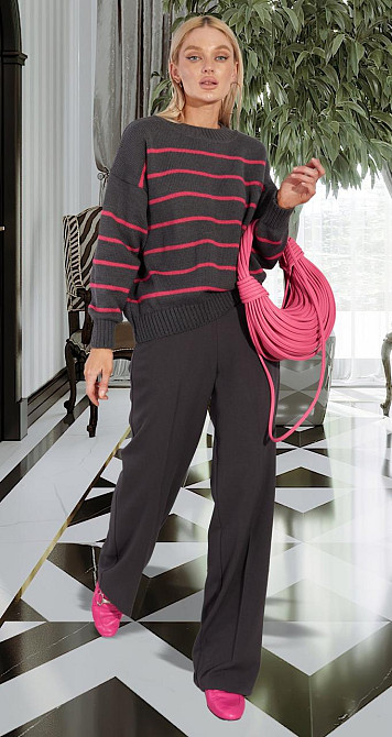 Свитер в полоску графитовый (42-46) Киев - изображение 3