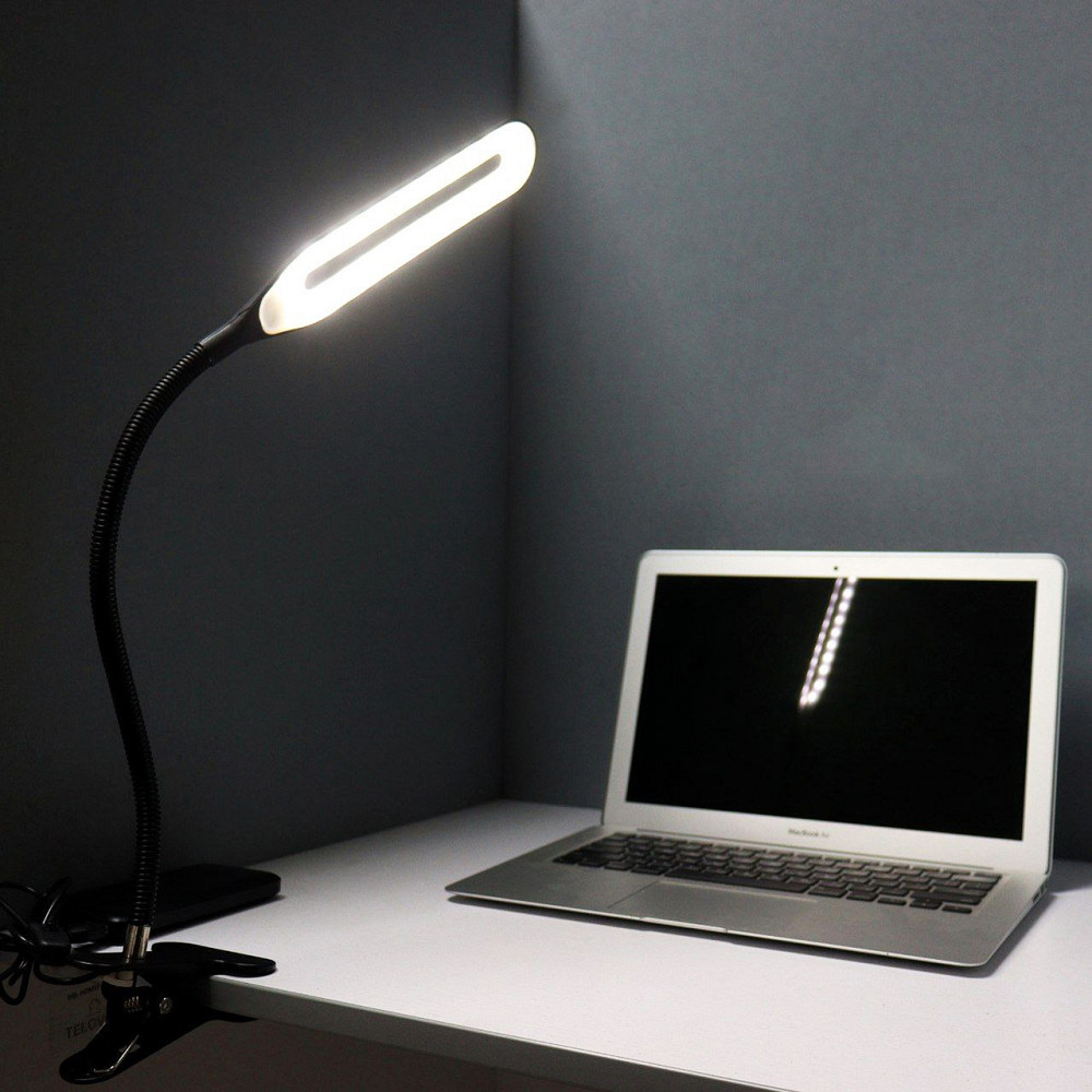 Настільна світлодіодна USB лампа на прищіпці 24 діода,гнучка,Чорна SBR Київ - фото 2
