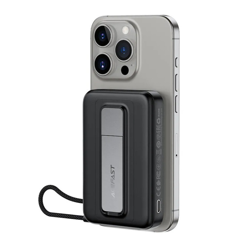 Павербанк 10000 mAh ACEFAST M24-10000 22.5W быстрая зарядка магнитный встроенный кабель подставка power bank повербанк Одесса - изображение 8