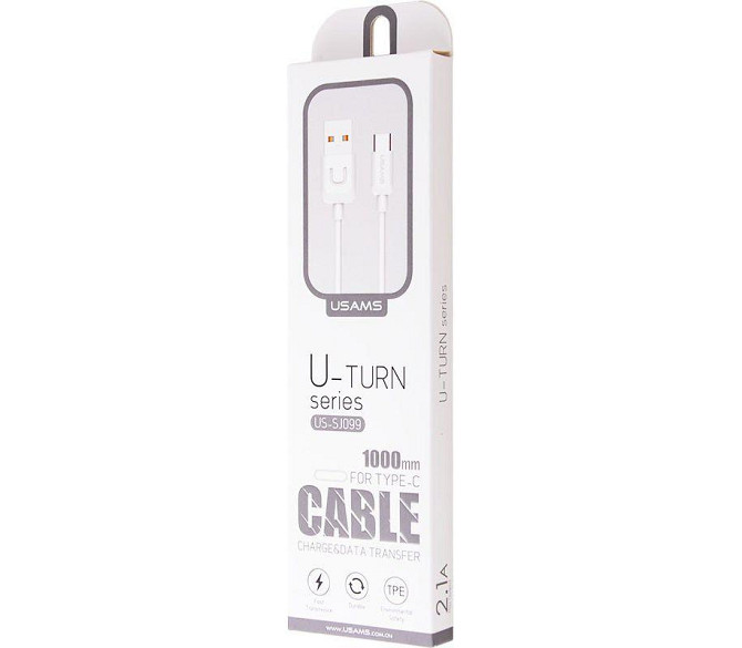 Кабель USAMS Micro USB U-Turn US-SJ098 White Киев - изображение 2