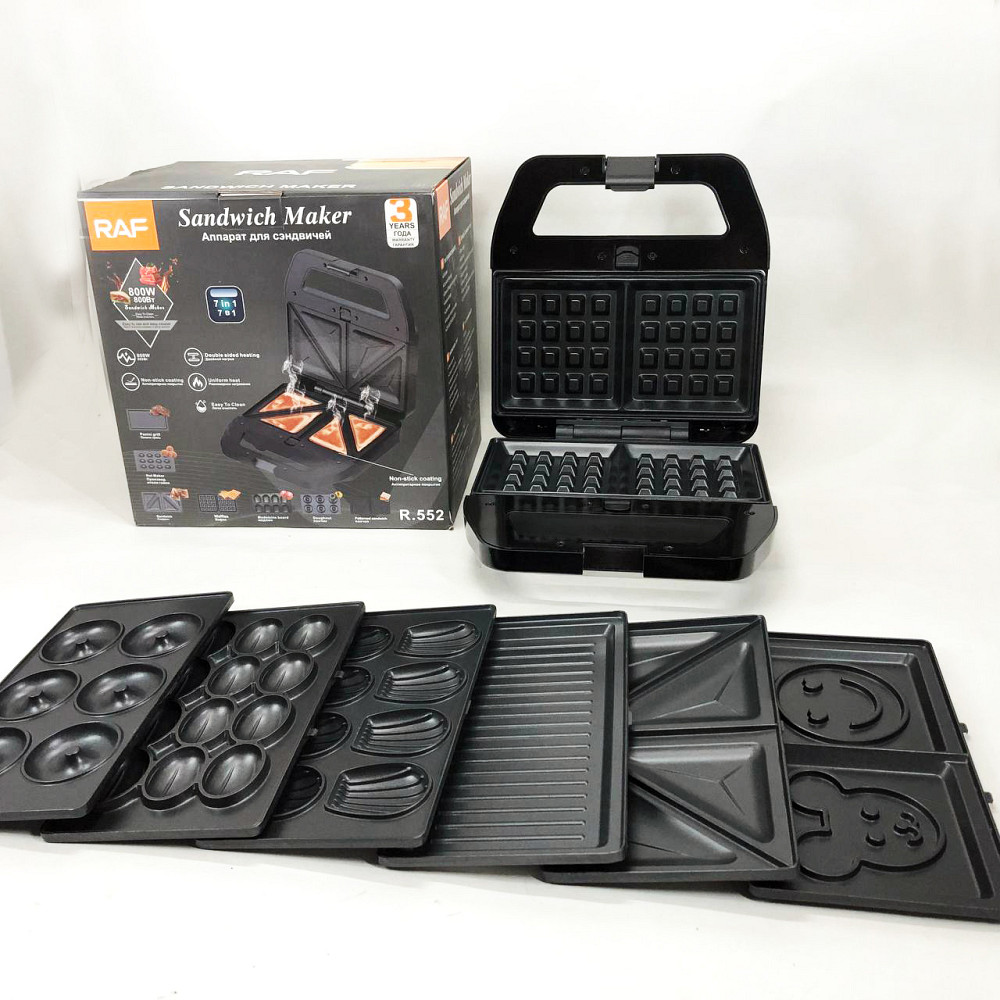 Ребриста бутербродниця, Притискний електро гриль, Вафельниці з насадками, Гриль притискний хороший FJ-19 Івано-Франківськ - фото 7