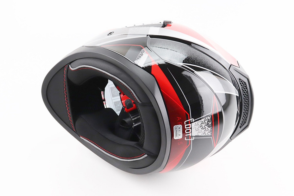 Шолом інтеграл, закритий (сертифікація DOT)+відкидні окуляри BLD-M67 М (57-58см), ЧОРНИЙ/ЧЕРВОНО-СІРИЙ Киев - изображение 2