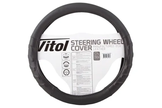 Оплетка на руль M без запаха Vitol HU-100107BK-M черный/под дерево Винница