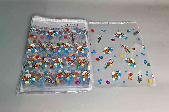 Пакет Великодній з малюнком для пакування подарунків (25*35) No399 (2) "Верба та фарбування" (100 шт.) Харків