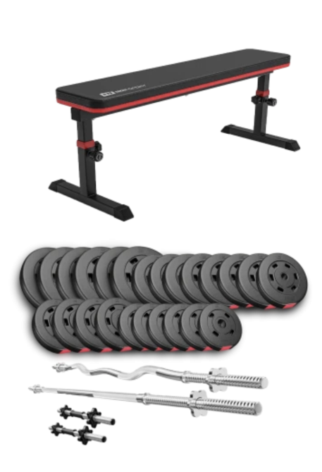 Набір Hop-Sport Premium 135кг з лавою HS-1025 Pro, штангами та гантелями Київ - фото 1