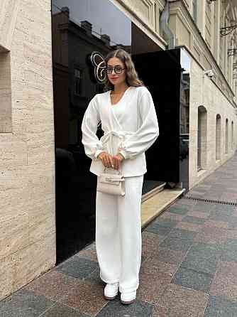 Женский базовый костюм двойка: кофта и штаны турецкая ангора на флисе Белый, 50/52 Одесса