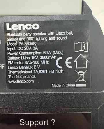 Колонка блютуз Lenco PA-360Bk. Харків
