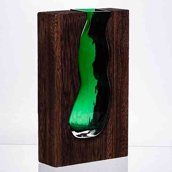 Скляна прозора ваза прямокутна, декоративна ваза для дому стильна для квітів HP-32-1 Київ