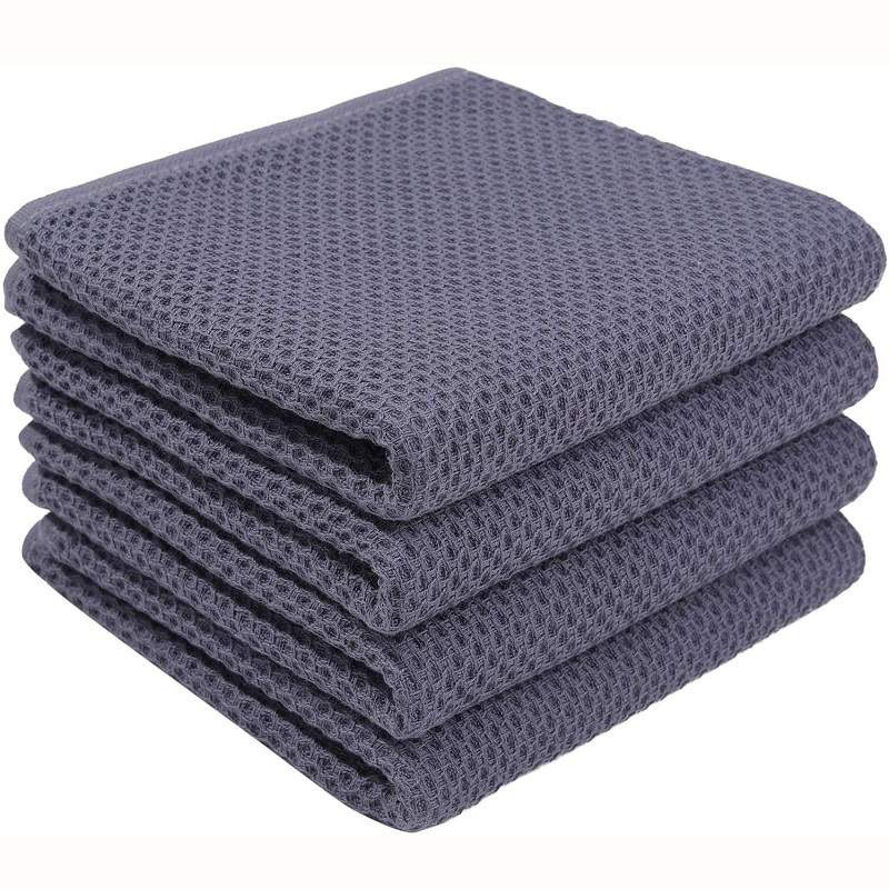 Набір кухонних вафельних рушників зі 100% бавовни 34*74 см 4 шт Сірий - М’які Суперпоглинаючі Буча - фото 1