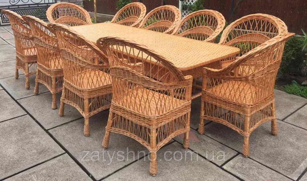 Мебель плетеная на 10 человек | мебель из лозы с креслами | мебель  натуральная с большим столом Киев - изображение 2