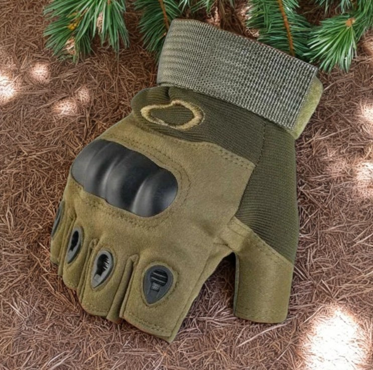 Тактичні рукавички без пальців олива 104. Розмір XL Дніпро - фото 1