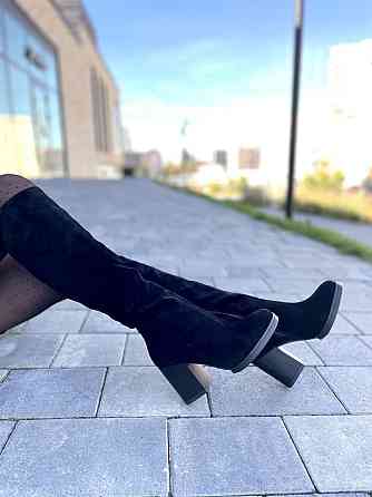 Valiente Чоботи жіночі VALIENTE чорні замша натуральна висота 41см обхват 35-38см каблук 8см (2 Коломия