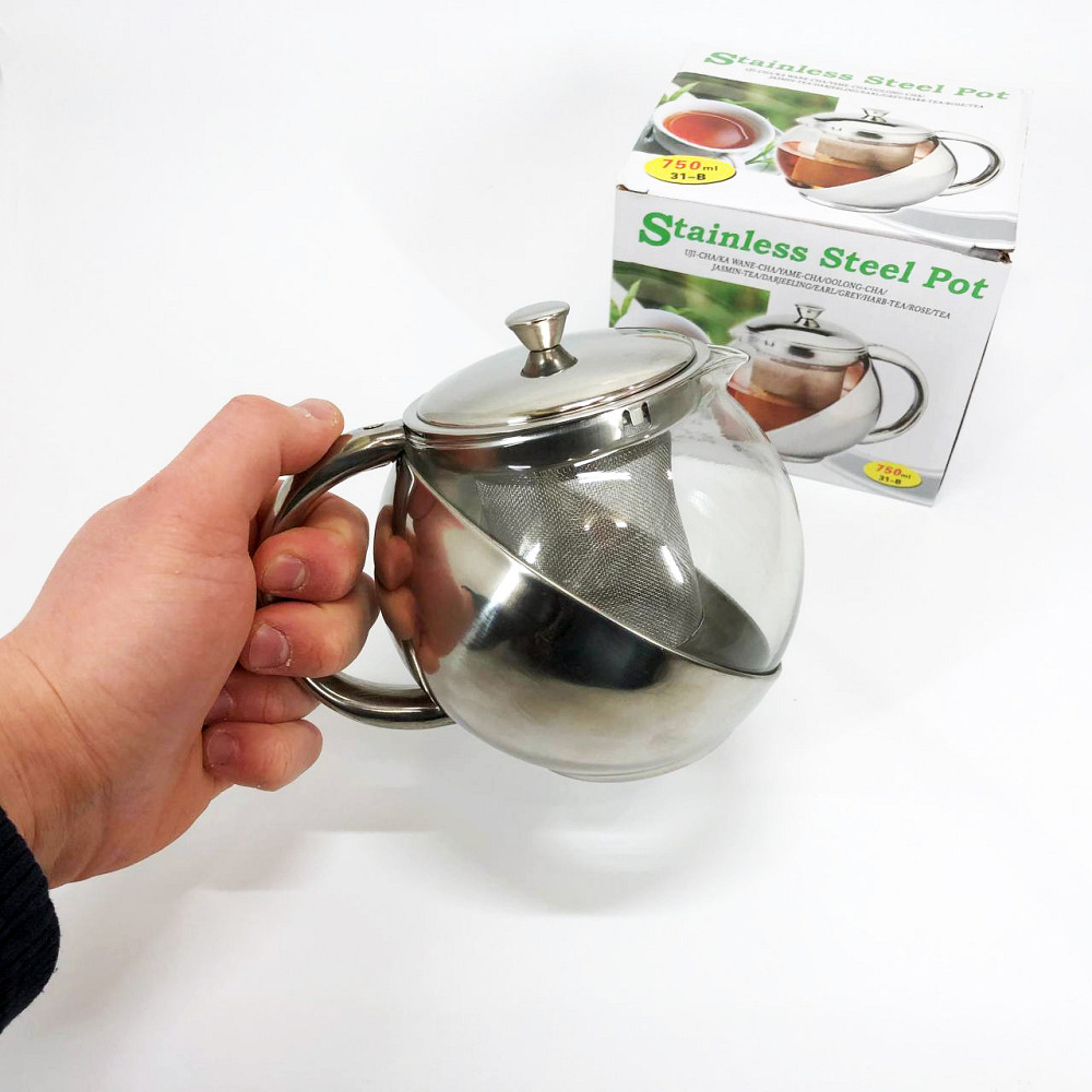 Скляний чайник з фільтром для заварювання чаю UNIQUE UN-1162 0.75 л, Красиві заварники для чаю PU-47 Львів - фото 5