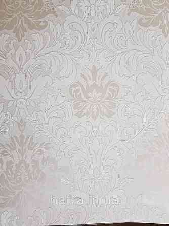 Шпалери метрові вінілові на флізелін Marburg Villa Romana класичні вензелі завитки білі сірі сріблясті Київ
