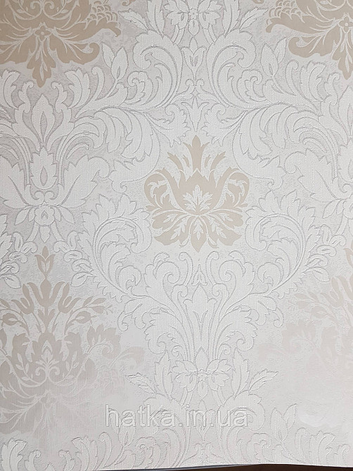 Шпалери метрові вінілові на флізелін Marburg Villa Romana класичні вензелі завитки білі сірі сріблясті Київ - фото 1
