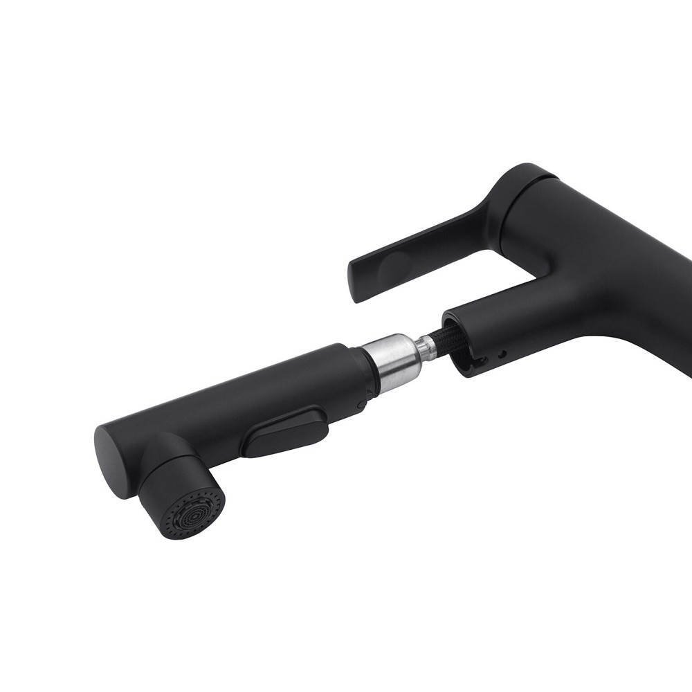 Змішувач для раковини з висувним виливом Kroner KRP Edelstahl Klassisch - SCH030-T чорний Київ - фото 7