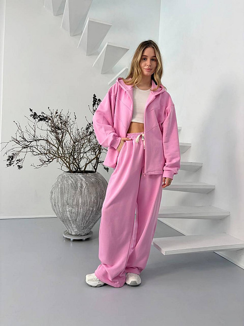 Жіночий стильний повсякденний весняний костюм 100% бавовна Рожевий Одеса - фото 6