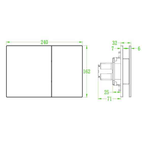 Панель змиву Koer KT-0610-12 240x160x32mmmm пластикова, кнопка квадратна (колір матове золото) (KR6137)   ( 26876 ) Харьков