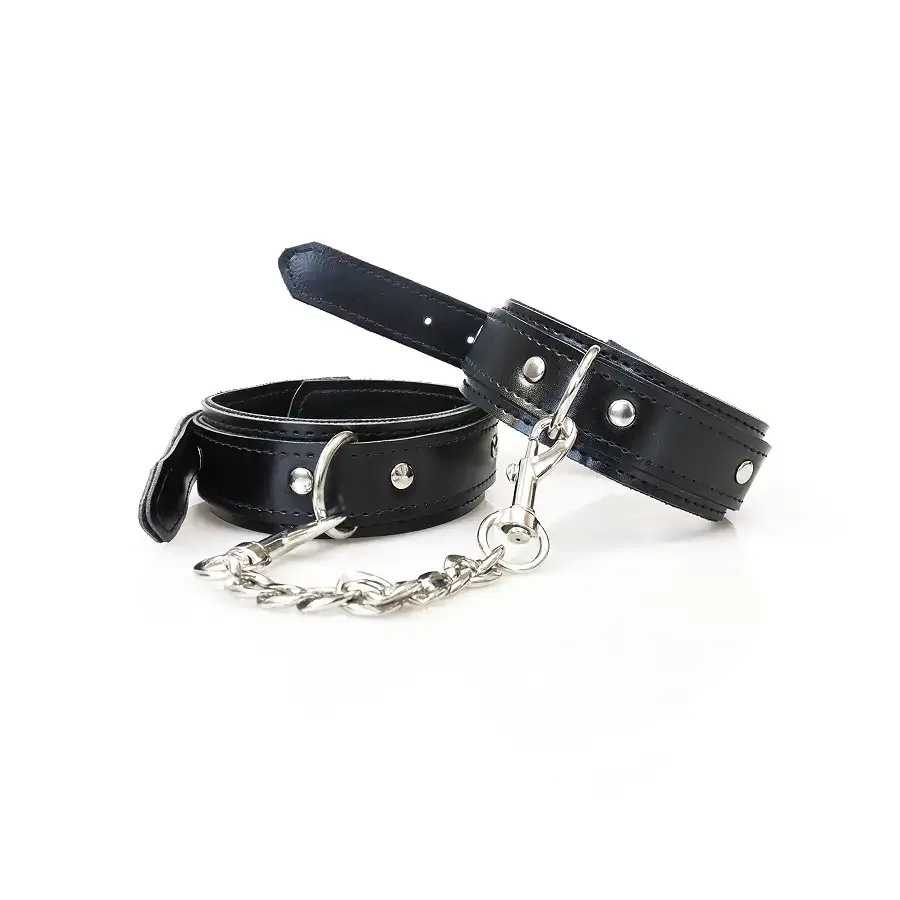 Набір BDSM Art of Sex - Emoji, наручники та поножі, екошкіра, чорний Львів - фото 2