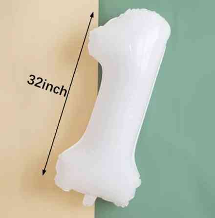 Шарик цифра 1 праздничная 32 дюйма белый Киев