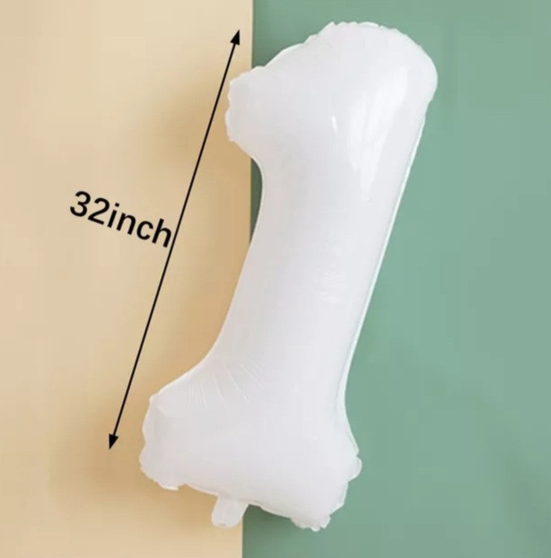 Шарик цифра 1 праздничная 32 дюйма белый Киев - изображение 2