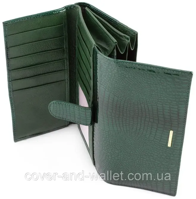 Зелений лаковий жіночий гаманець з блоком для карток Marco Coverna MC-403-2480 Київ - фото 1