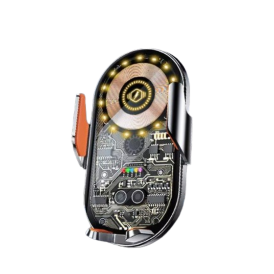 Автотримач для телефона з вбудованим акумулятором і бездротовою зарядкою 15W C13, Type-C, сріблястий Кам'янець-Подільський