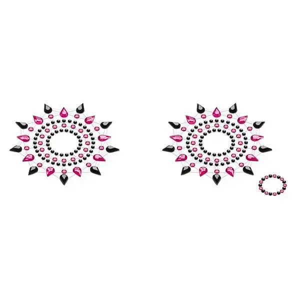 Пестіс з кристалів Petits Joujoux Gloria set of 2 - Black/Pink, прикраса на груди Львів - фото 1