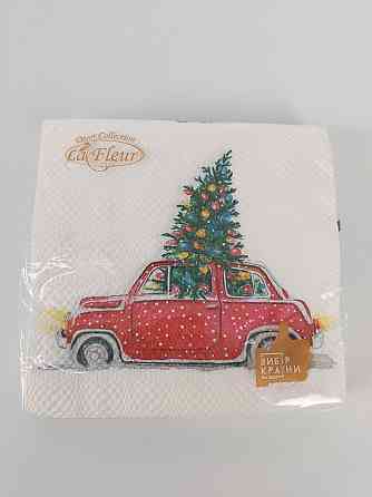 Новорічна серветка (ЗЗХЗЗ, 16 шт.) La Fleur "Новорічний автомобіль" (1 пачка) Харків