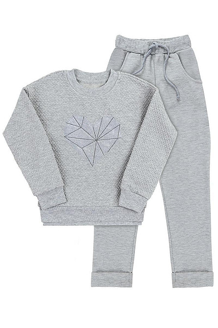 Костюм для девочек 2-х предметный, серый топ Крохатушка одяг 122 Киев - изображение 1