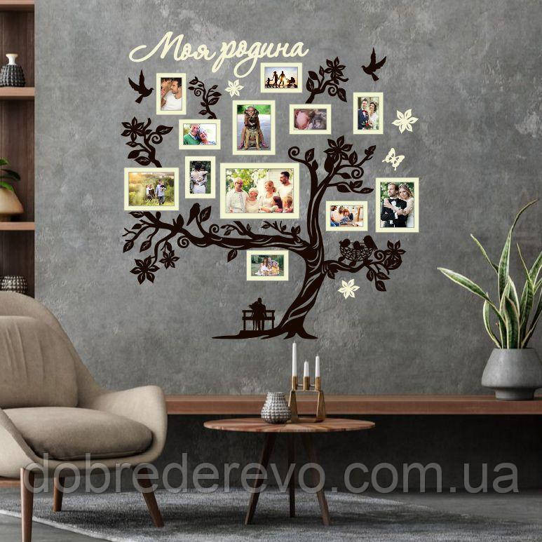 Сімейне дерево Моя родина фоторамка, родинне дерево на стіну з фото рамками Моя родина Вижниця - фото 2
