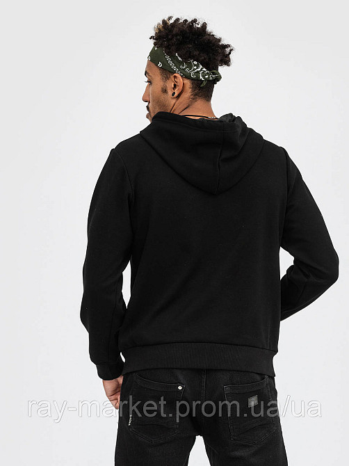 Худи базовое на молнии утепленное Ray Basic мужское черное (U0405LM-Black) XXL, Демисезонная, Трехнитка с начесом (на флисе) Киев - изображение 3
