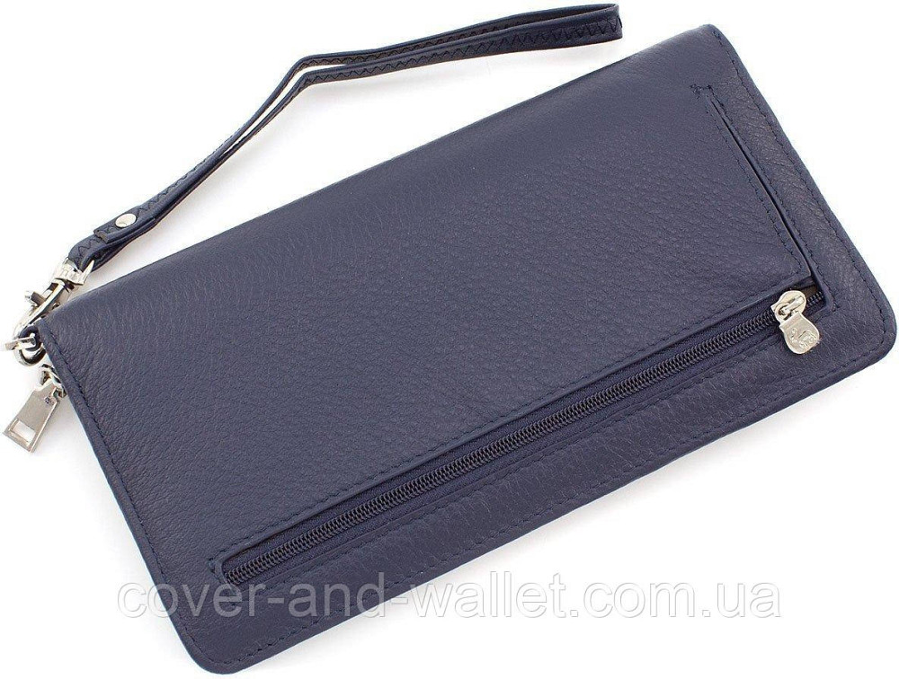 Стильный кошелек клатч на магнитах и молнии синего цвета Marco Coverna 1-6056 Киев - изображение 13