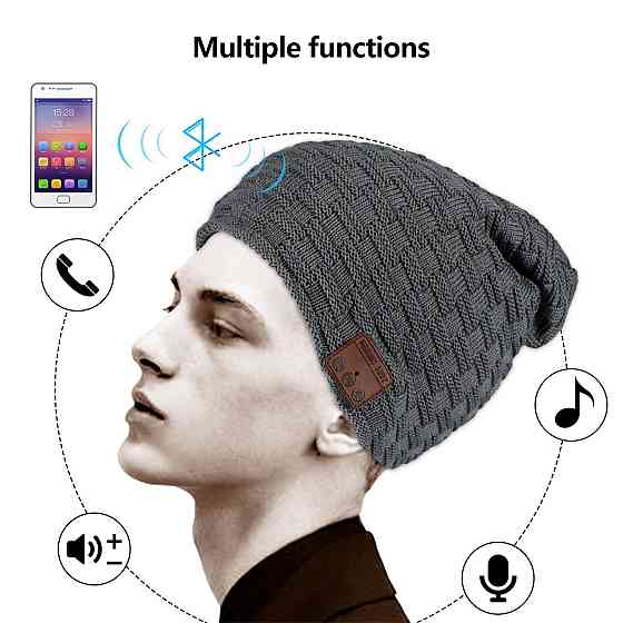 Музична зимова шапка-біні з вбудованими Bluetooth навушниками та мікрофоном Music Hat, бездротова гарнітура для бігу Київ