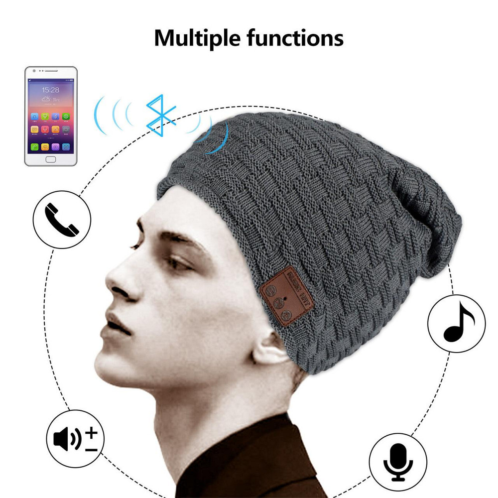 Музична зимова шапка-біні з вбудованими Bluetooth навушниками та мікрофоном Music Hat, бездротова гарнітура для бігу Київ - фото 3
