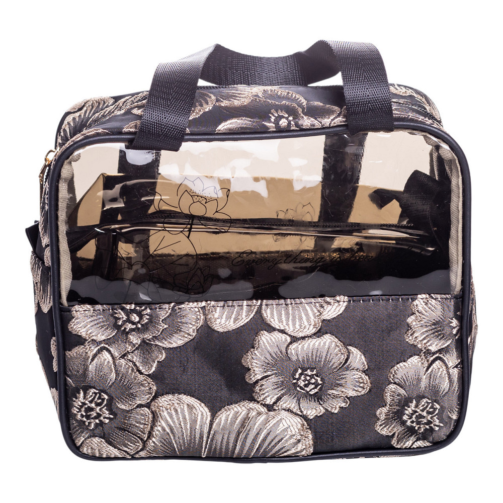 Набір прозорих жіночих косметичок для дому 2 (шт) дорожня косметичка в сумку для косметики, макіяжу, ліків, пензлів Чорний HP-16-1KB Коломия - фото 10