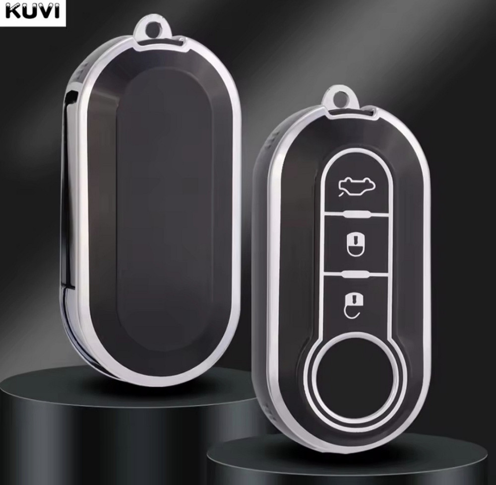 Захисний чохол для автомобільного ключа Fiat Lancia Citroen Peugeot Чорний зі сріблом Смела - изображение 2