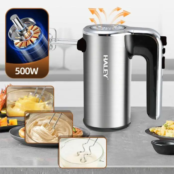Електричний ручний міксер 600W HY-1662, кухонний міксер із вінчиками та гаками для тіста, кремів й омлетів Одеса