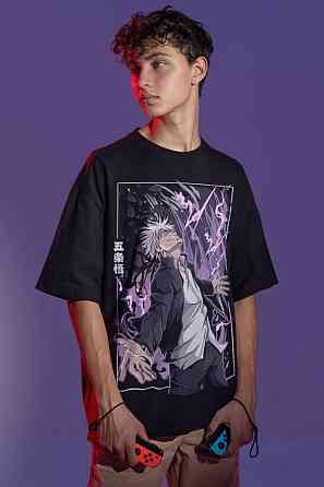 Футболка для мальчика аниме Магическая битва оверсайз (рост от 165 до 180 ) Черний AnimeJ0912m Днепр