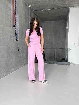 Жіночий прогулянковий костюм: футболка та штани з турецької віскози Рожевий, 44/46 Одеса