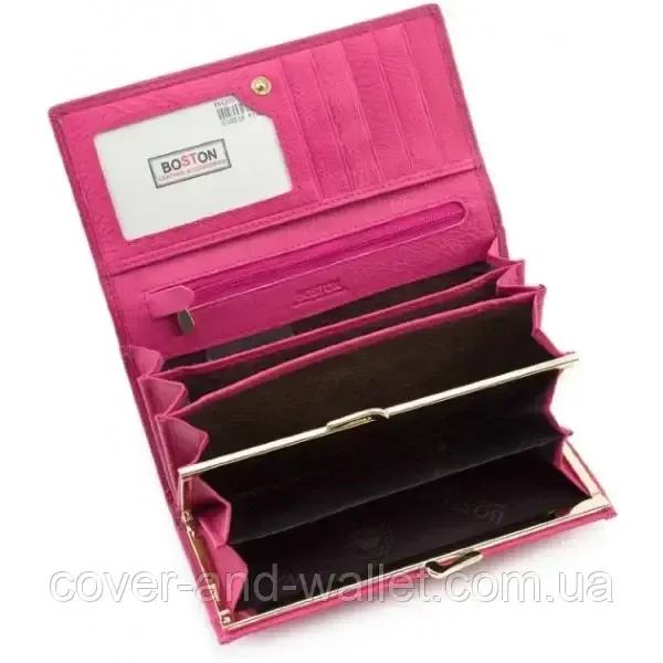 Малиновый женский кошелек на магнитах из натуральной кожи Boston Киев - изображение 4
