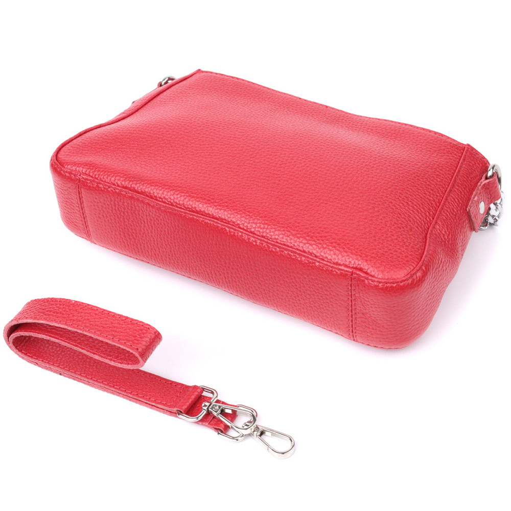 Яркая сумка багет с цепочкой и съемным ремешком из натуральной кожи Красная (SHVIGEL) Киев - изображение 10