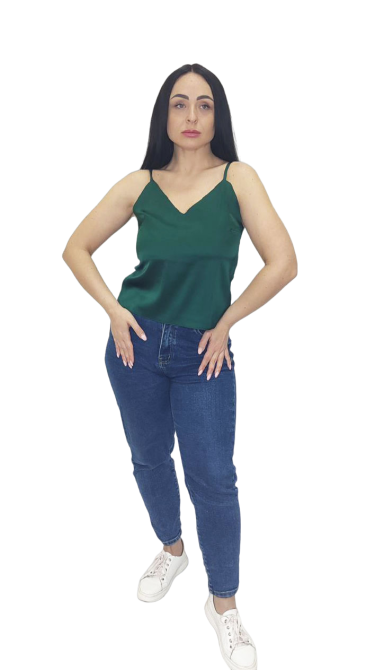 Шелковая майка на тонких бретельках Зелёный XL/2XL Харьков - изображение 7