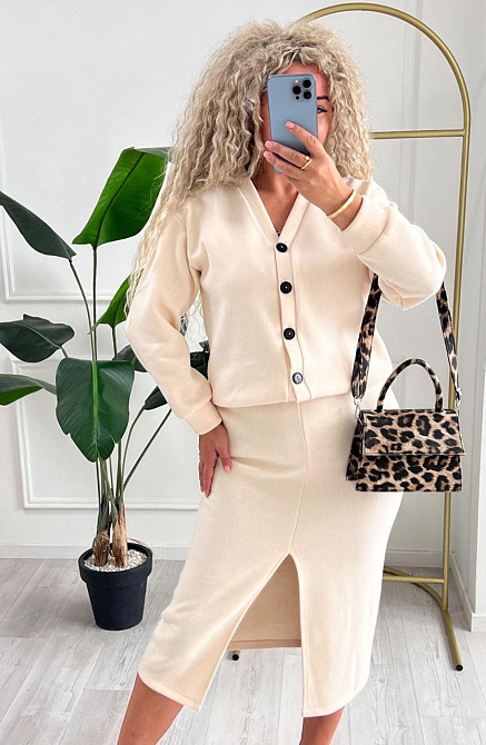 Женский невероятный костюм кардиган+юбка ангора вязка на трикотаже Молочный, 40/42 Одесса - изображение 7