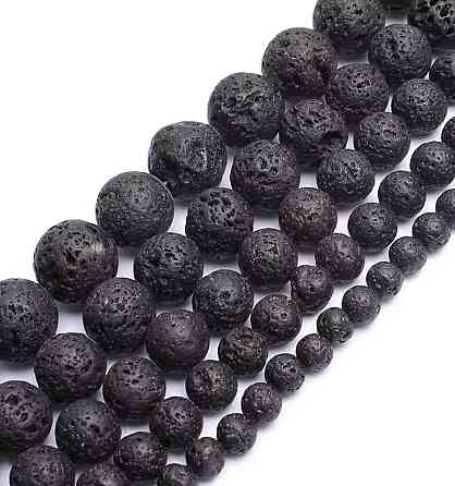 Намистини з вулканічної лави 8 мм, нитка 45 шт, натуральний камінь для браслетів Київ