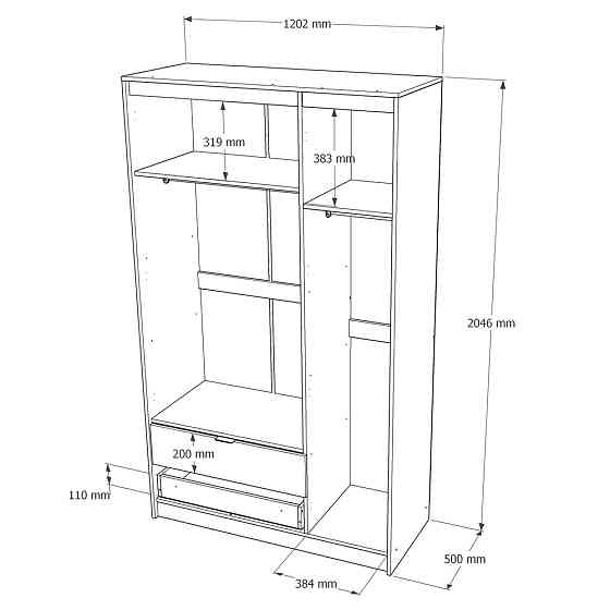 Шафа розпашна для одягу з висувними шухлядами (штанга - полиці) Еверест Сіті-1200 120,2х50х204,6 см Дуб сонома/Білий (DTM-071126) Львів