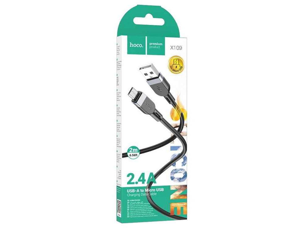 Кабель microUSB X109 2.4А силіконовий 2м ТМ Hoco Київ - фото 1